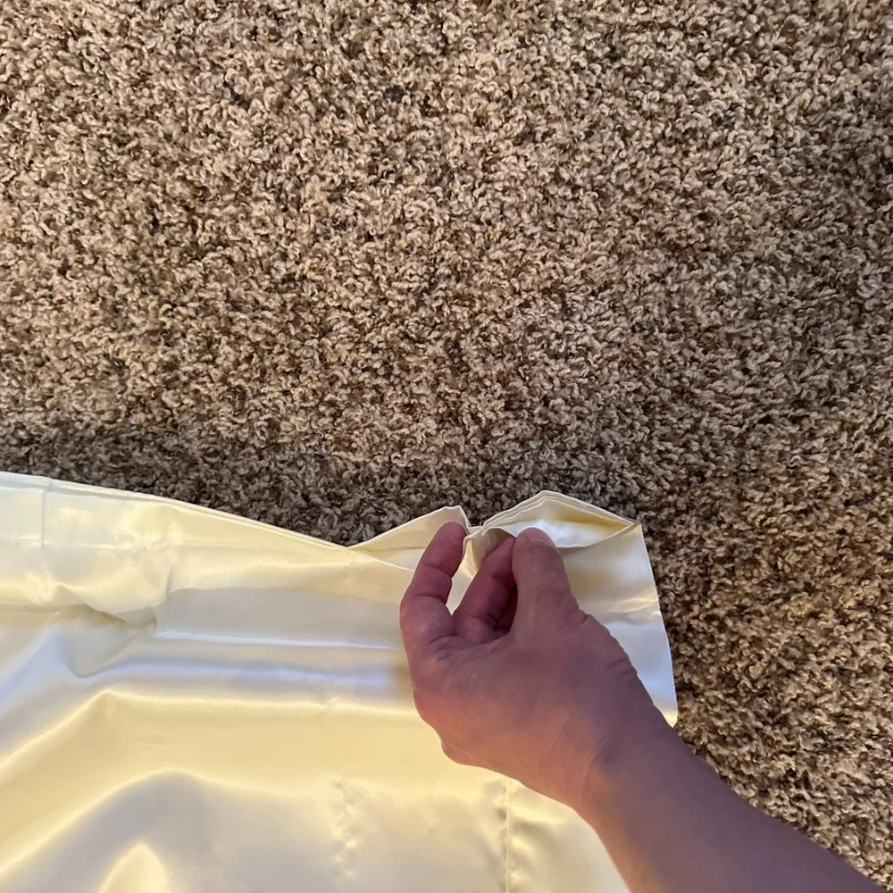 Vintage Satin‎ Shiny Curtain Valance Ivory Long 82